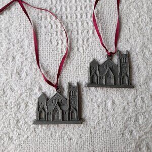 Vintage Aitkens Pewter Christmas Ornaments Zion United Church Kitchener 1999